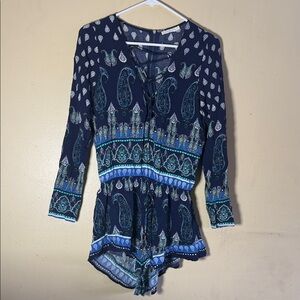 Elegant Navy Paisley Romper